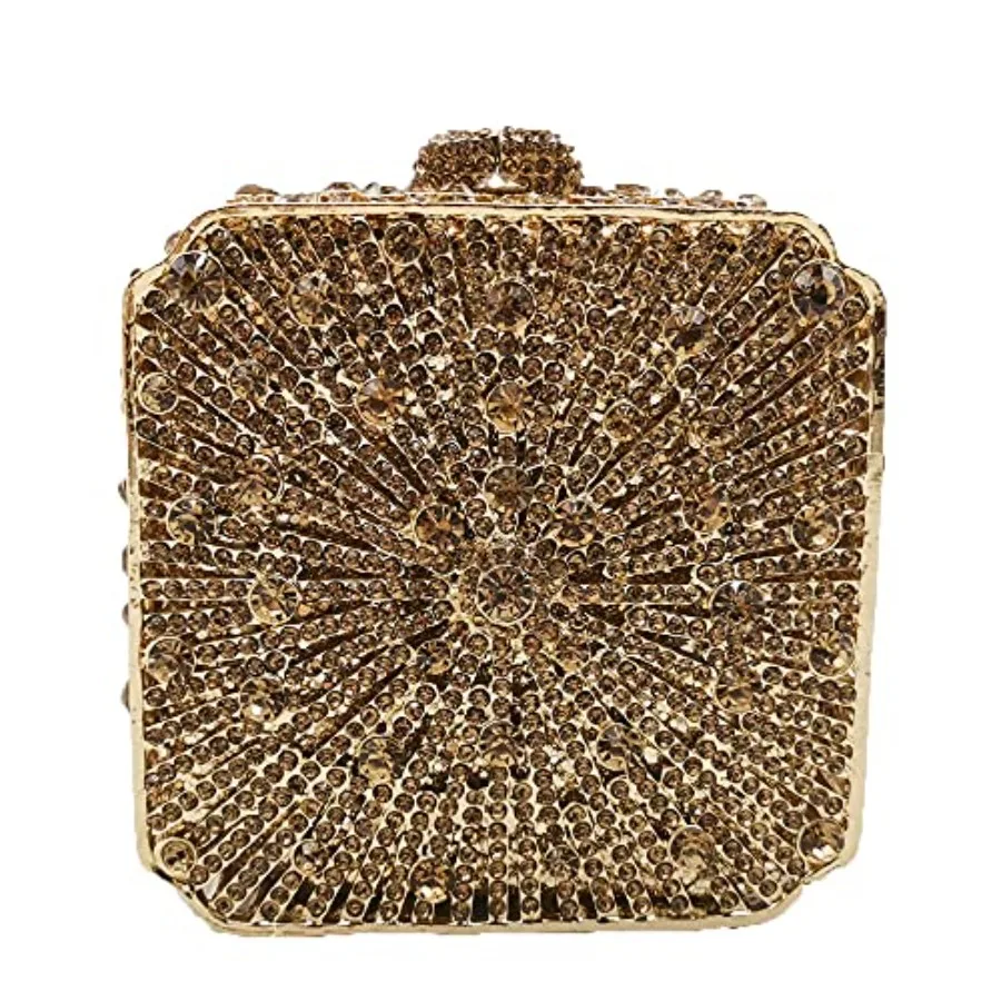 Evening clutch purse for weddings and parties: metal box design with crystal rhinestones, silver tone, elegant minimalist mini
Evening clutch purse for weddings and parties: metal box design with crystal rhinestones, silver tone, elegant minimalist mini