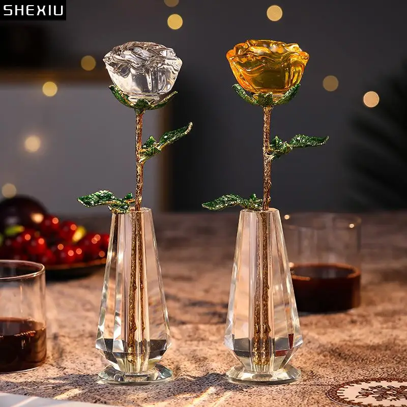 Crystal Roses Artificial Flower Statue Metal Crafts Desk Decoration Gold Plated Flower Ornaments Room Aesthetics Furnishings
Crystal Roses Artificial Flower Statue Metal Crafts Desk Decoration Gold Plated Flower Ornaments Room Aesthetics Furnishings