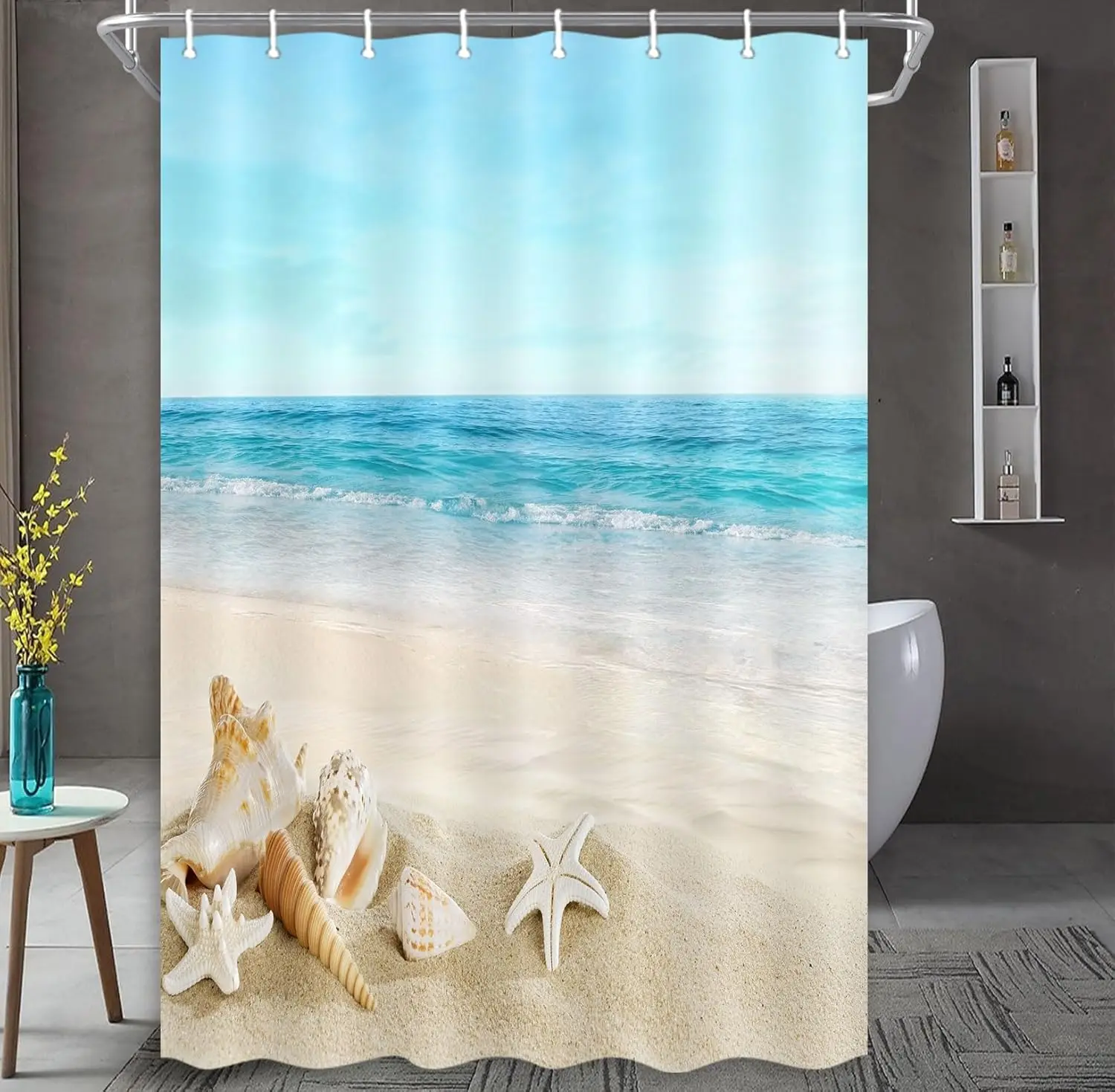 Beach Shower Curtain, Blue Stall Shower Curtains for Bathroom, Tropical Ocean Waves Seashell Starfish Scene Shower Curtain
Beach Shower Curtain, Blue Stall Shower Curtains for Bathroom, Tropical Ocean Waves Seashell Starfish Scene Shower Curtain