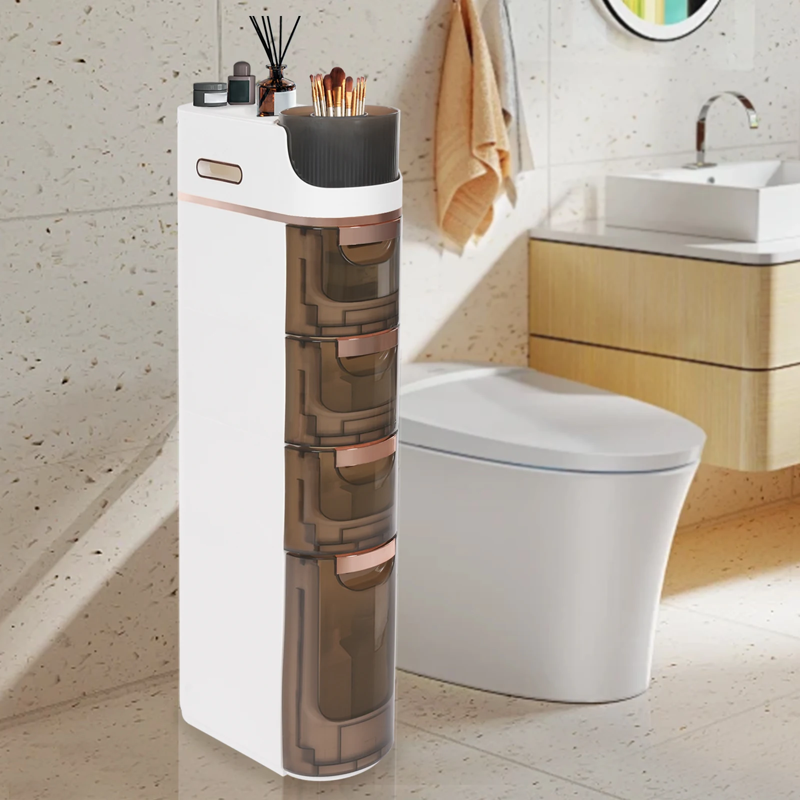 4-уровневая тележка на колесиках, тонкий пластиковый шкаф-органайзер с 4 ящиками для узкой ванной комнаты, кухни, спальни, шкафа, офиса
4-уровневая тележка на колесиках, тонкий пластиковый шкаф-органайзер с 4 ящиками для узкой ванной комнаты, кухни, спальни, шкафа, офиса