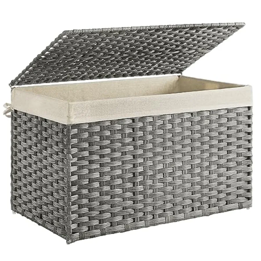 Storage Basket with Lid, Woven Blanket Storage Bin with Handles, Foldable, Removable Liner, Metal Frame, for Bedroom, Laundry R
Storage Basket with Lid, Woven Blanket Storage Bin with Handles, Foldable, Removable Liner, Metal Frame, for Bedroom, Laundry R