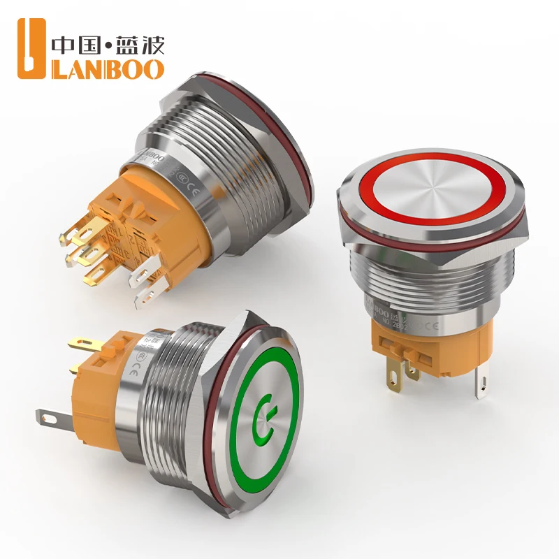 LANBOO 25mm metal push-button switch, 1NO1NC/2NO2NC, latching/momentary optional, single-color and tri-color LED optional.
LANBOO 25mm metal push-button switch, 1NO1NC/2NO2NC, latching/momentary optional, single-color and tri-color LED optional.