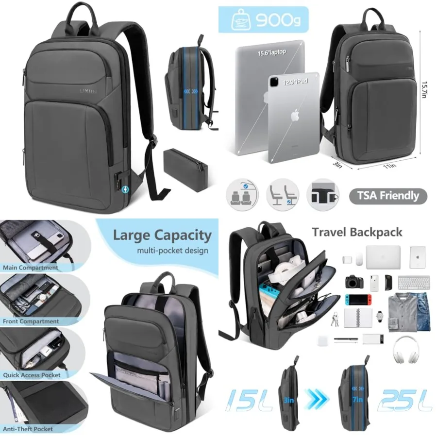 Backpack for Men Slim and Expandable Travel Laptop Backpack with USB Charging Port Water Resistant Anti-Theft Business Backpack
Backpack for Men Slim and Expandable Travel Laptop Backpack with USB Charging Port Water Resistant Anti-Theft Business Backpack