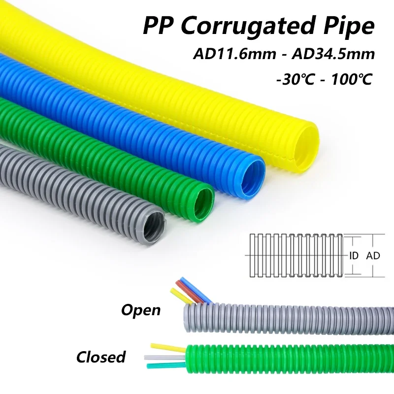 1/5/10M PP Insulated Corrugated Pipe AD 11.6mm - AD 34.5mm Wire Hose Threading Hose Plastic Corrugated Pipe Protective Sleeve
1/5/10M PP Insulated Corrugated Pipe AD 11.6mm - AD 34.5mm Wire Hose Threading Hose Plastic Corrugated Pipe Protective Sleeve