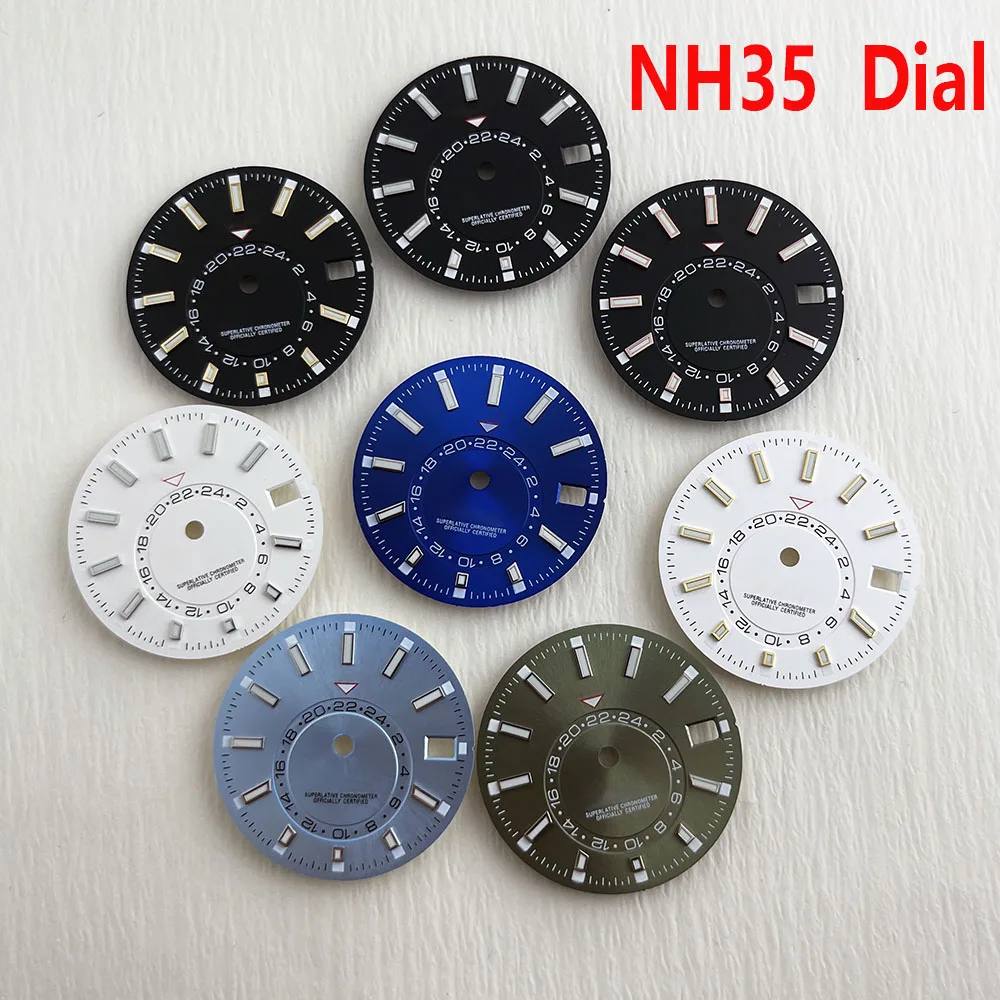NH35 Dial Man's Watch Dial 28.5mm Custom logo Dial Green Luminous dial Shell dial fit NH35 movement watch accessories
NH35 Dial Man's Watch Dial 28.5mm Custom logo Dial Green Luminous dial Shell dial fit NH35 movement watch accessories