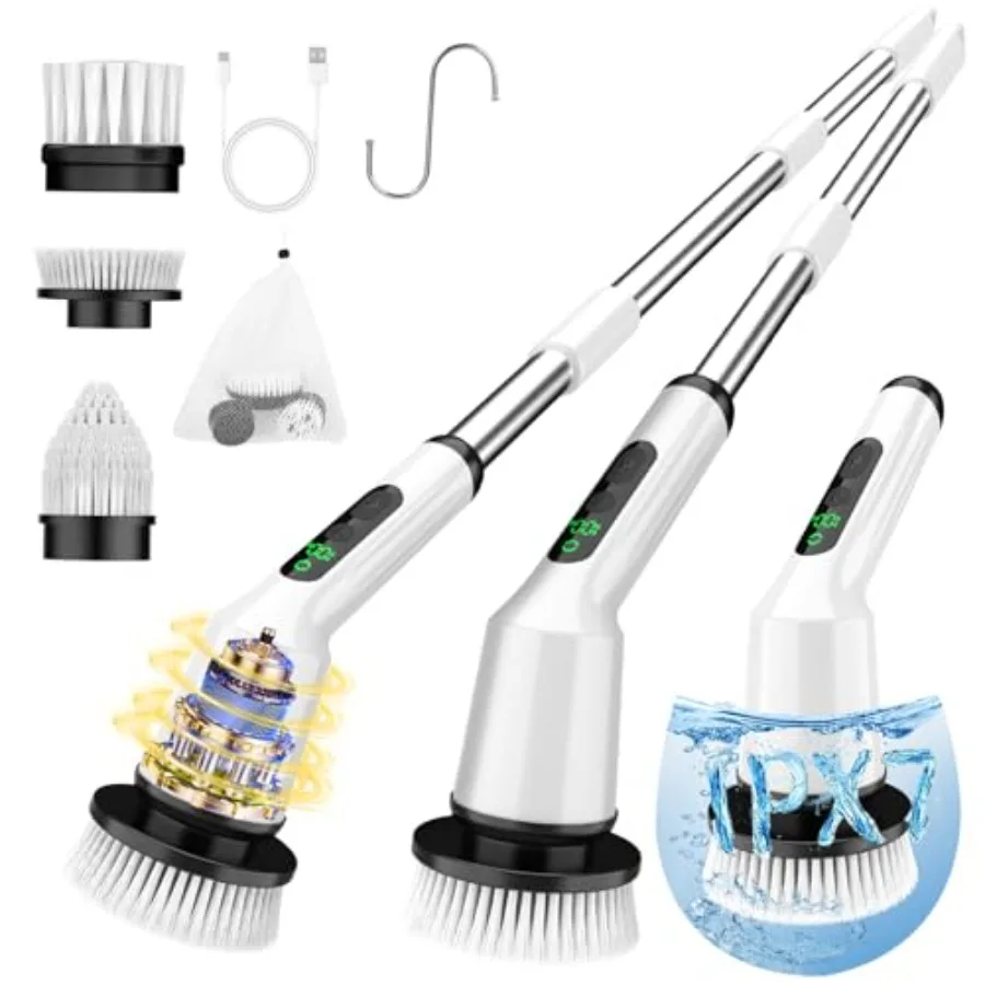 Electric Spin Scrubber for Cleaning Bathroom, Shower Scrubber Cordl Cleaning Brush with IPX7 Waterproof and 2 Speed,,Bathroom C
Electric Spin Scrubber for Cleaning Bathroom, Shower Scrubber Cordl Cleaning Brush with IPX7 Waterproof and 2 Speed,,Bathroom C