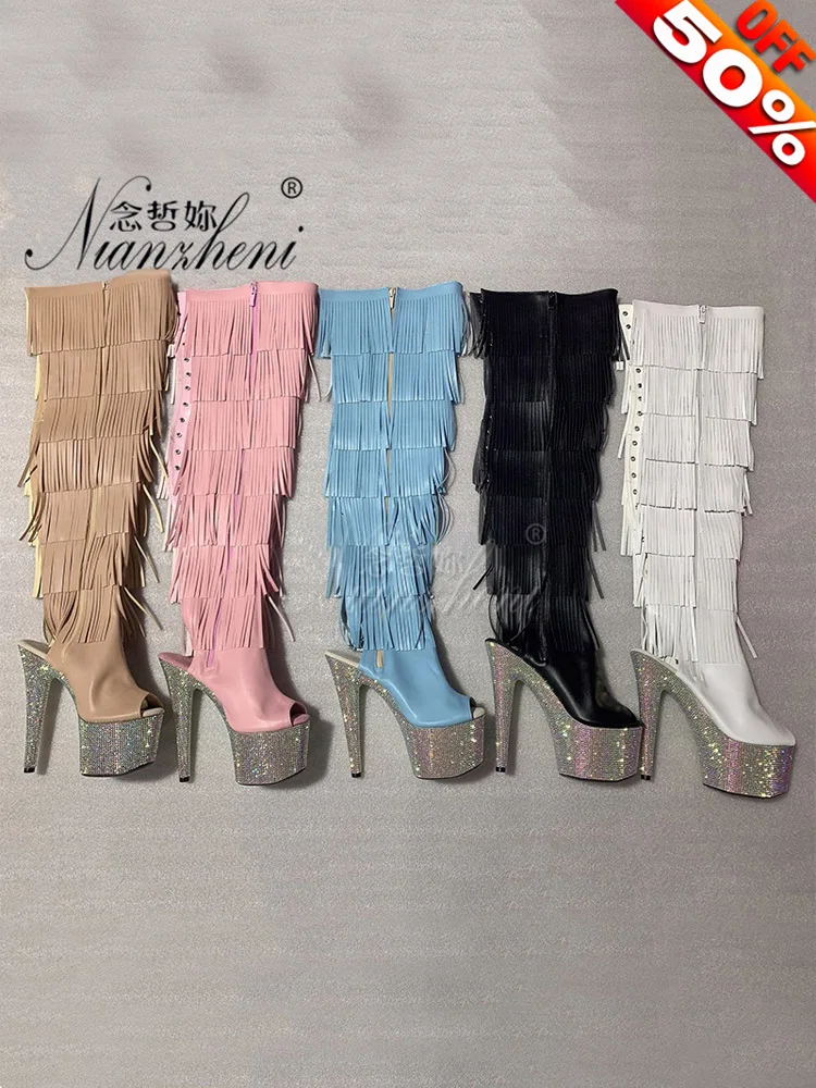 Ботинки выше колена 17 см с бахромой и стразами на платформе для танцев на пилоне, обувь для стриптиза, кроссдрессеров, экзотические, сексуальные, фетиш-мод
Ботинки выше колена 17 см с бахромой и стразами на платформе для танцев на пилоне, обувь для стриптиза, кроссдрессеров, экзотические, сексуальные, фетиш-мод