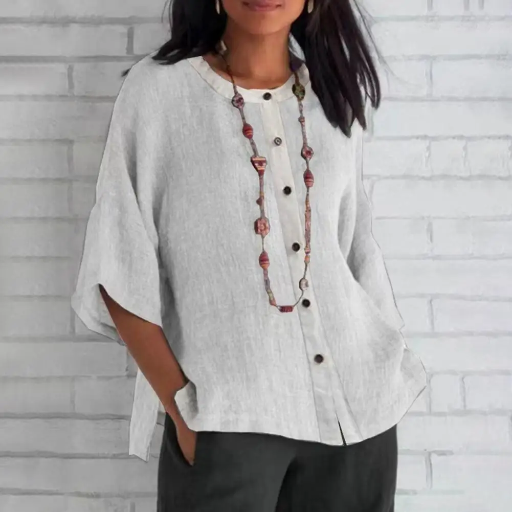 Women Fall Shirt Vintage Loose Three Quarter Sleeve Cotton Soft Breathable Cardigan Spring Lady Top shirts and blouses
Women Fall Shirt Vintage Loose Three Quarter Sleeve Cotton Soft Breathable Cardigan Spring Lady Top shirts and blouses