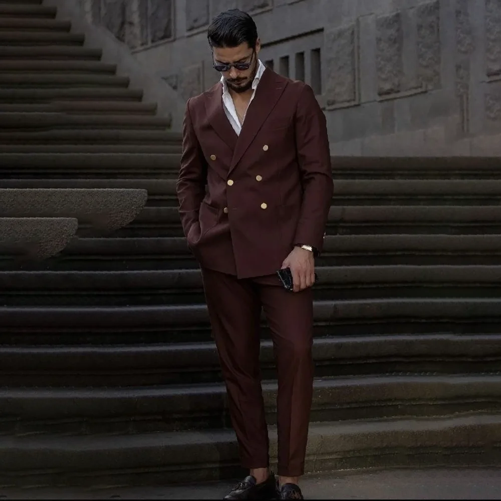Chic Solid Men's Suits 2 Piece Fashion Peak Lapel Double Breasted Men Clothing Solid Slim Daily Business Casual Male Suit
Chic Solid Men's Suits 2 Piece Fashion Peak Lapel Double Breasted Men Clothing Solid Slim Daily Business Casual Male Suit