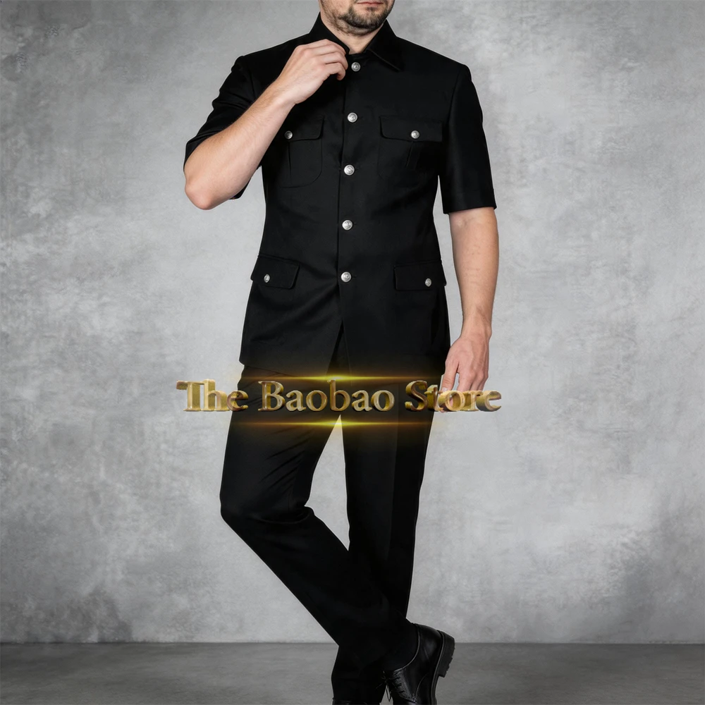 Men's Black Suit 2 Pieces Set Short-sleeved Jacket and Pants Classic Summer Wedding Tuxedo Custom Slim Fit for Groom Homme
Men's Black Suit 2 Pieces Set Short-sleeved Jacket and Pants Classic Summer Wedding Tuxedo Custom Slim Fit for Groom Homme