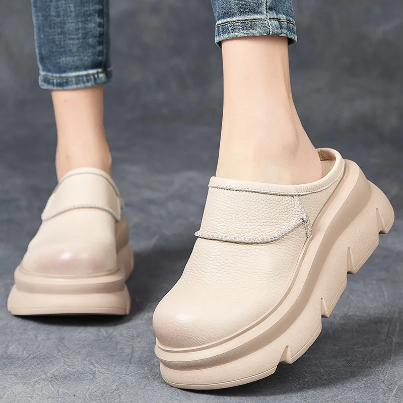 Genuine Leather Women's Fashion Slippers Luxury Handmade Quality Comfortable 2026 Summer New Round Toe Wedge Half Shoes Woman
Genuine Leather Women's Fashion Slippers Luxury Handmade Quality Comfortable 2026 Summer New Round Toe Wedge Half Shoes Woman