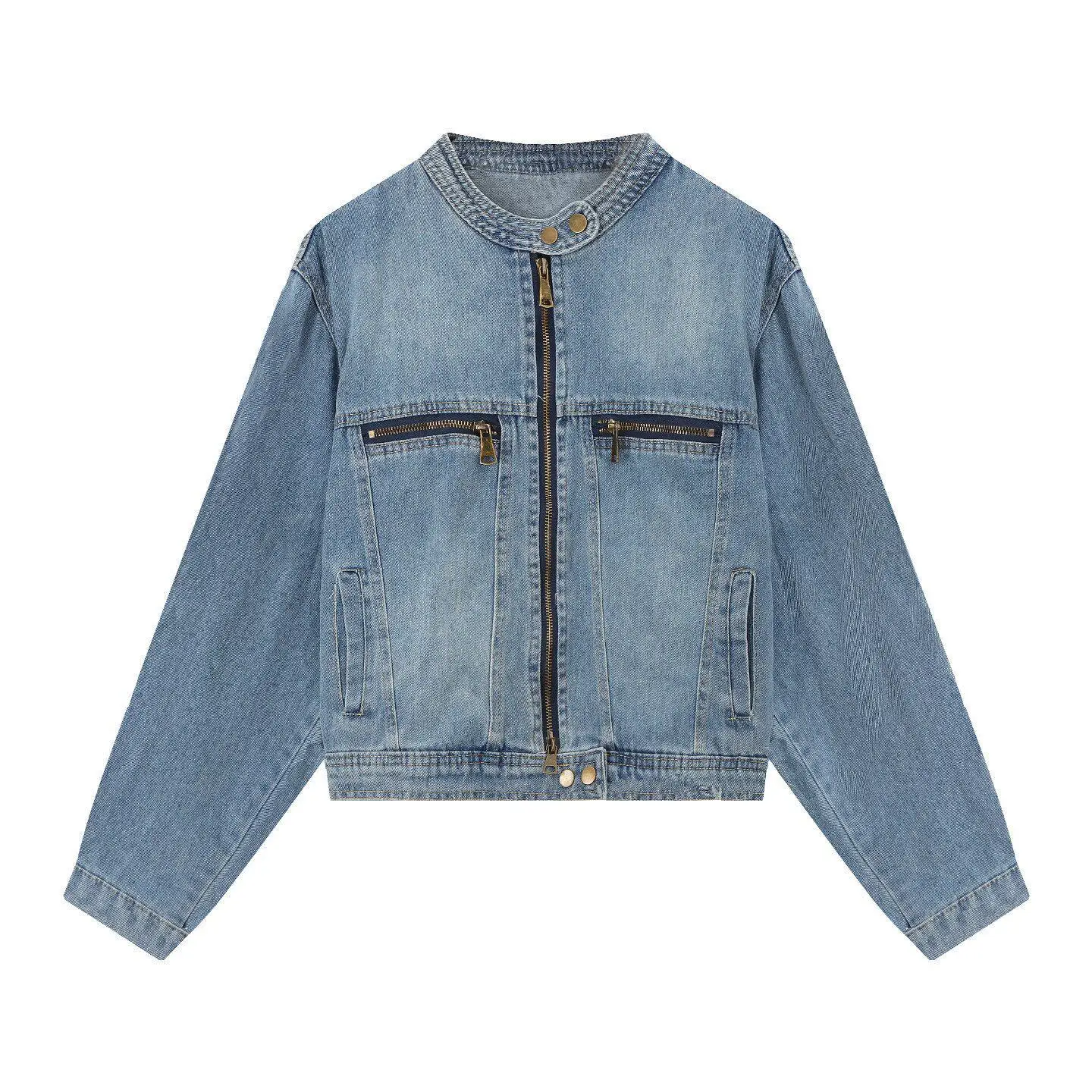 Women Denim Coats Solid Jacket Round Collar Long Sleeves Double Zipper Loose Office Lady Streetwear Casual 2026 Spring Autumn
Women Denim Coats Solid Jacket Round Collar Long Sleeves Double Zipper Loose Office Lady Streetwear Casual 2026 Spring Autumn