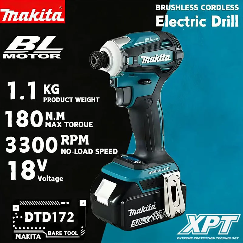 Бесщеточный электрический шуруповерт Makita DTD172 180Нм, ударный гайковерт с шестигранным хвостовиком 1/4 дюйма, беспроводной, 18В, электроинструмент для строительных работ
Бесщеточный электрический шуруповерт Makita DTD172 180Нм, ударный гайковерт с шестигранным хвостовиком 1/4 дюйма, беспроводной, 18В, электроинструмент для строительных работ