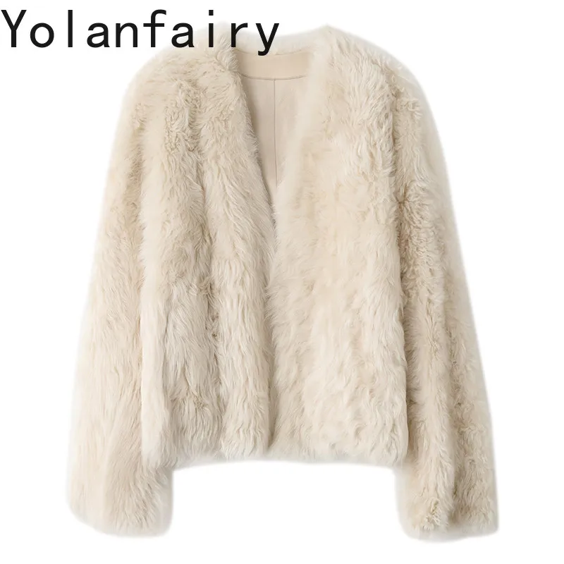 YOLANFAIRY Natural Sheepskin Leather Fur Coats Woman Luxury Winter V Neck Curly Lamb Fur Integrated Jacket Korean Real Fur Coat
YOLANFAIRY Natural Sheepskin Leather Fur Coats Woman Luxury Winter V Neck Curly Lamb Fur Integrated Jacket Korean Real Fur Coat
