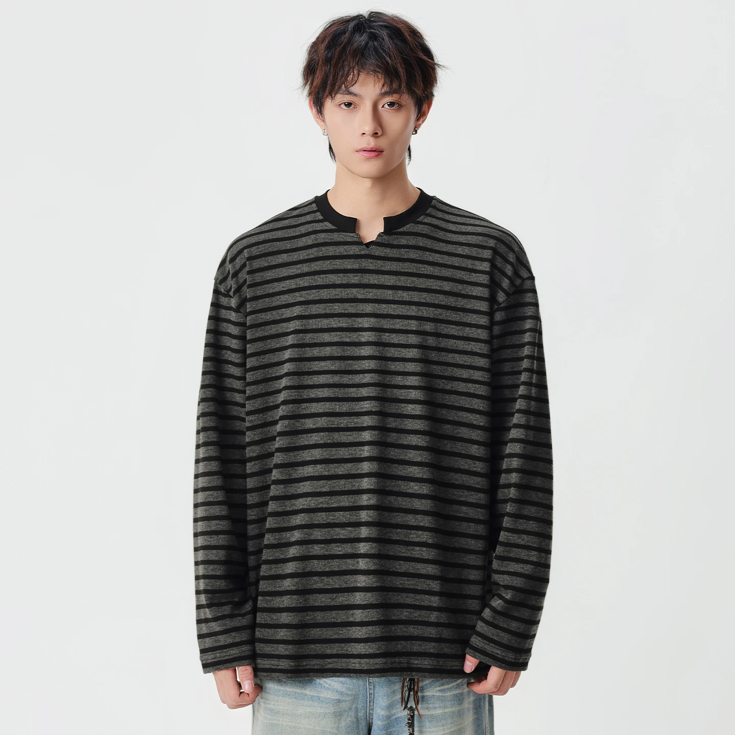Men's Spring Autumn Long Sleeve Loose Casual Stripe Plus Size T-Shirt Cityboy V-neck Bottom Tee Shirt Tops
Men's Spring Autumn Long Sleeve Loose Casual Stripe Plus Size T-Shirt Cityboy V-neck Bottom Tee Shirt Tops