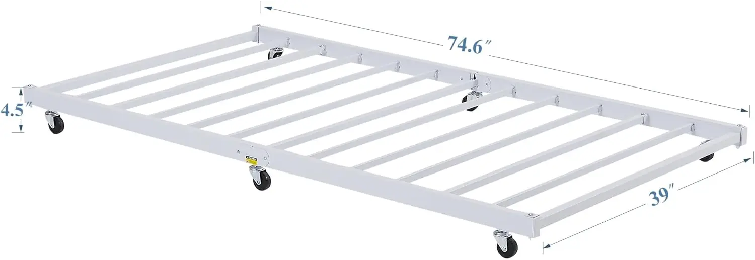 Twin Trundle Bed Frame Only/Roll Out/Enhanced & Up-Graded Metal Slats Support, White
Twin Trundle Bed Frame Only/Roll Out/Enhanced & Up-Graded Metal Slats Support, White