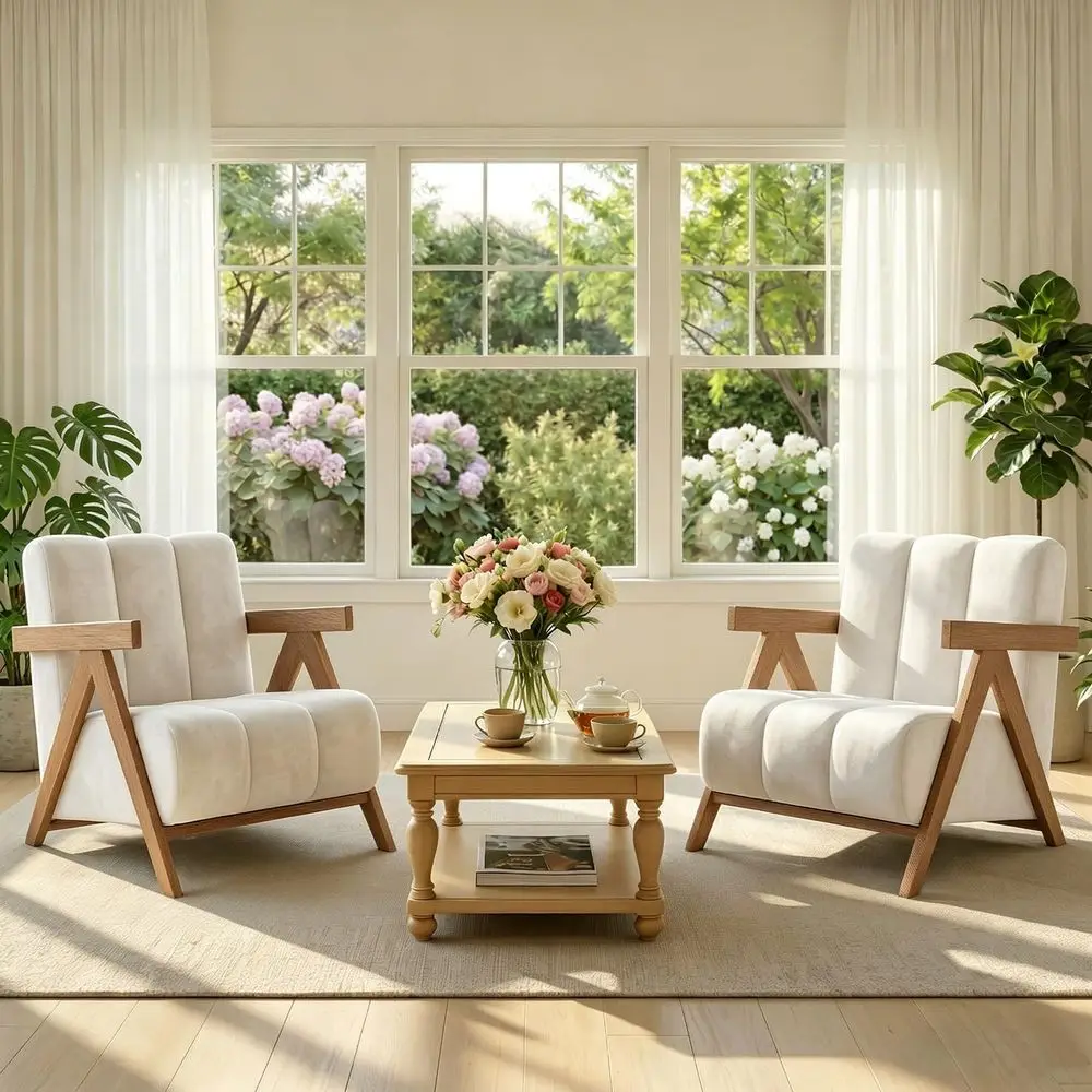 Pair of Comfortable Chenille Reading Chairs with Wood Legs, Ideal for Living Room or Bedroom
Pair of Comfortable Chenille Reading Chairs with Wood Legs, Ideal for Living Room or Bedroom