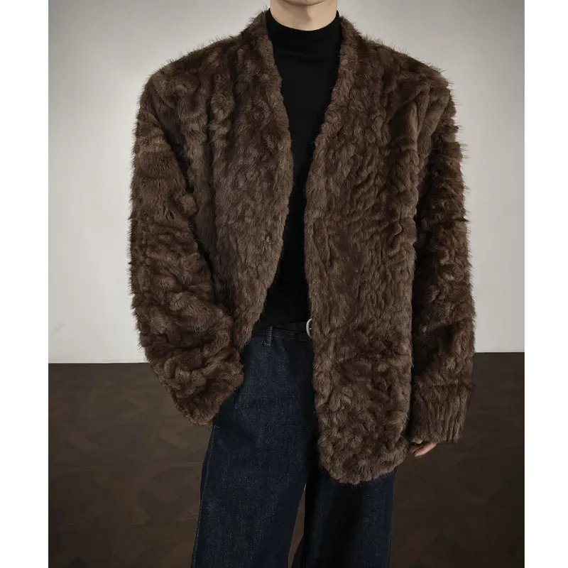 Осенне-зимний утепленный мужской кардиган с V-образным вырезом, на подкладке из овечьего меха, теплый хлопковый жакет, верхняя одежда с открытым передом, молодежный стиль
Осенне-зимний утепленный мужской кардиган с V-образным вырезом, на подкладке из овечьего меха, теплый хлопковый жакет, верхняя одежда с открытым передом, молодежный стиль