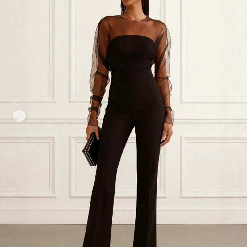 Elegant Slim Simple Commute Playsuit Trendy Mesh See-through Sleeve Jumpsuits Spring Summer New Women High Waist Spliced Rompers
Elegant Slim Simple Commute Playsuit Trendy Mesh See-through Sleeve Jumpsuits Spring Summer New Women High Waist Spliced Rompers