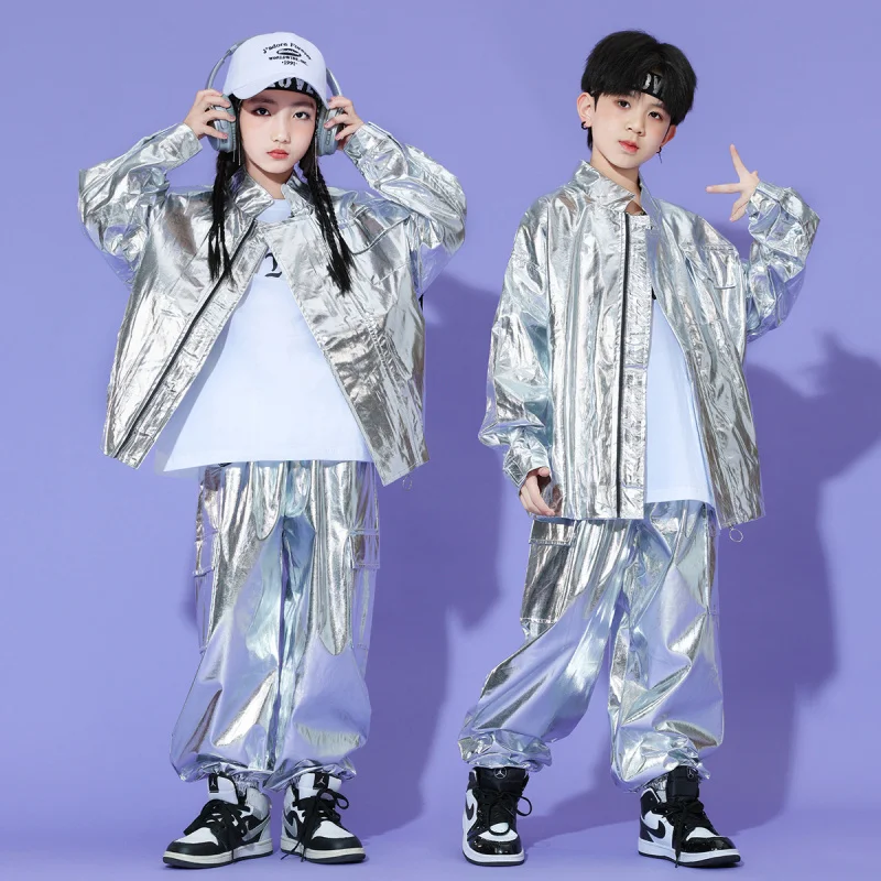 Children's Shiny Silver Leather Hip-Hop Outfit Girls' Stage Show Costume Boys' Street DancehiphopCostume
Children's Shiny Silver Leather Hip-Hop Outfit Girls' Stage Show Costume Boys' Street DancehiphopCostume