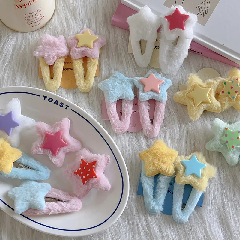2 Pcs/Set Winter Cute BB Clip Plush Star Hair Clip For Children Girl Hairpin Y2k Dopamine Hair Accessories Trinkets
2 Pcs/Set Winter Cute BB Clip Plush Star Hair Clip For Children Girl Hairpin Y2k Dopamine Hair Accessories Trinkets
