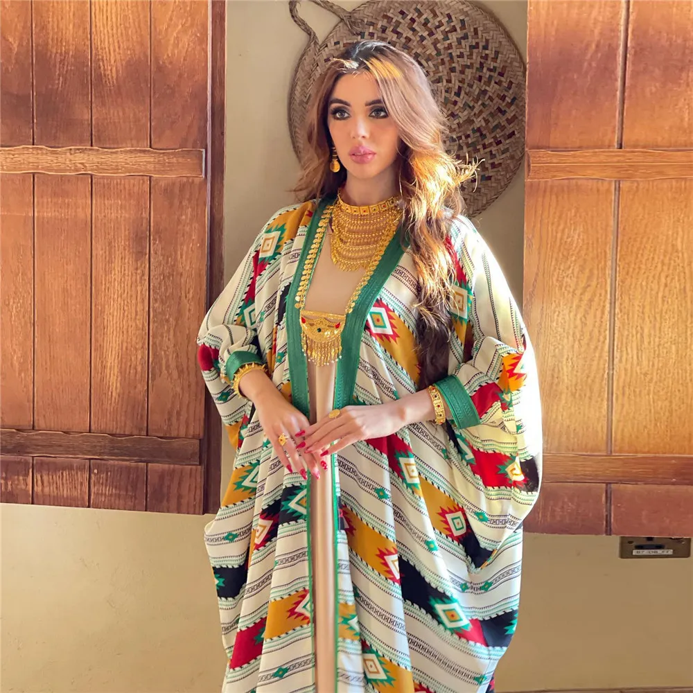 Eid Mubarak Fashion Muslim 2 Pieces Abaya Set for Women Dubai Hijab Dress and Print Kimono Arabic Turkish Islamic Clothing Malay
Eid Mubarak Fashion Muslim 2 Pieces Abaya Set for Women Dubai Hijab Dress and Print Kimono Arabic Turkish Islamic Clothing Malay