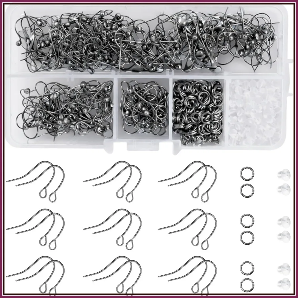 600 Pcs Gunmetal Wire Earring Hooks & Jump Rings Kit – French Fish Hook Ear Wires for DIY Jewelry Making
600 Pcs Gunmetal Wire Earring Hooks & Jump Rings Kit – French Fish Hook Ear Wires for DIY Jewelry Making