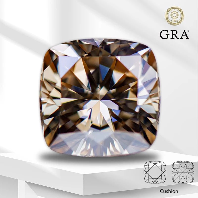 Moissanite Lab Grown Diamond Primary Color Champagne Cushion Cut Gemstone for Advanced Jewelry Making Materials with GRA Report
Moissanite Lab Grown Diamond Primary Color Champagne Cushion Cut Gemstone for Advanced Jewelry Making Materials with GRA Report