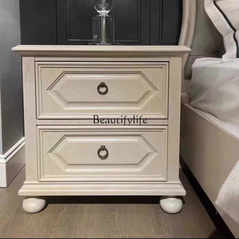American country solid wood bedside table retro French Athens white old cabinet
American country solid wood bedside table retro French Athens white old cabinet