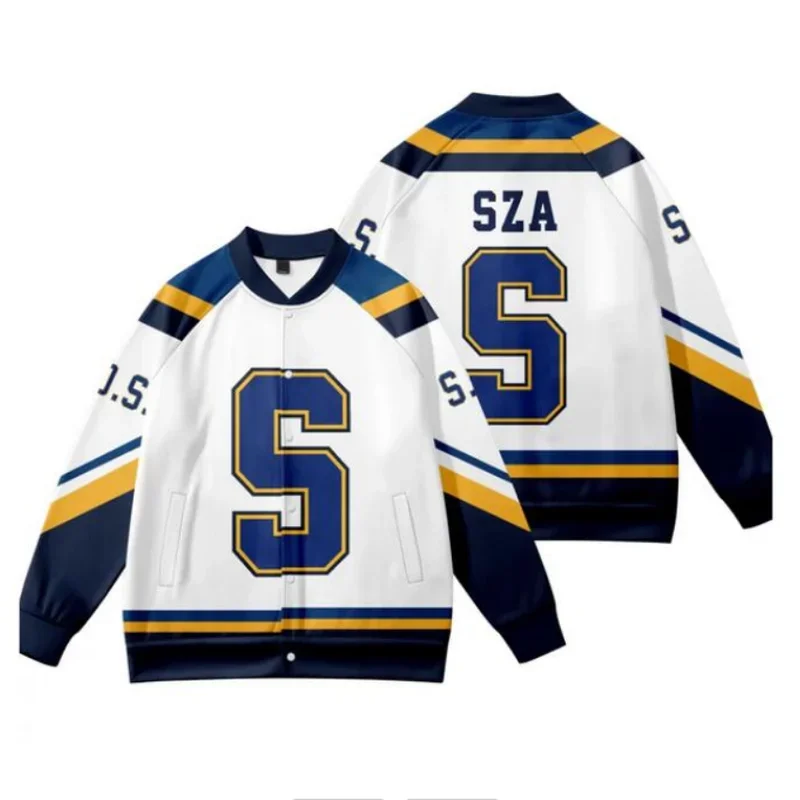 Sza Jersey SOS New Album Merch Baseball Jacket Men Bomber Jacket Women Outerwear Streetwear Coat Baseball Uniform Clothing
Sza Jersey SOS New Album Merch Baseball Jacket Men Bomber Jacket Women Outerwear Streetwear Coat Baseball Uniform Clothing