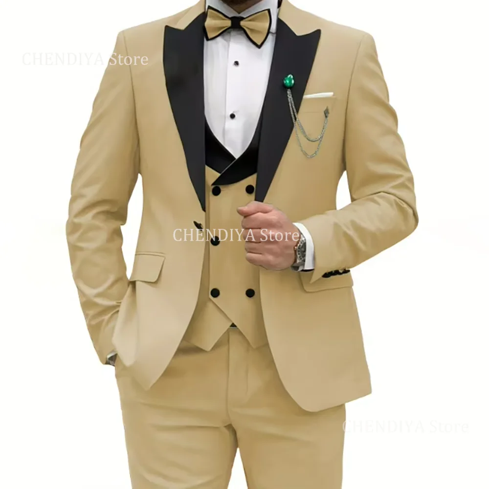High Quality Men's Suit 3 Pieces Fashion Single Breasted Peak Lapel Tailor-Made Wedding Groom Outfits Jacket With Vest Pants
High Quality Men's Suit 3 Pieces Fashion Single Breasted Peak Lapel Tailor-Made Wedding Groom Outfits Jacket With Vest Pants
