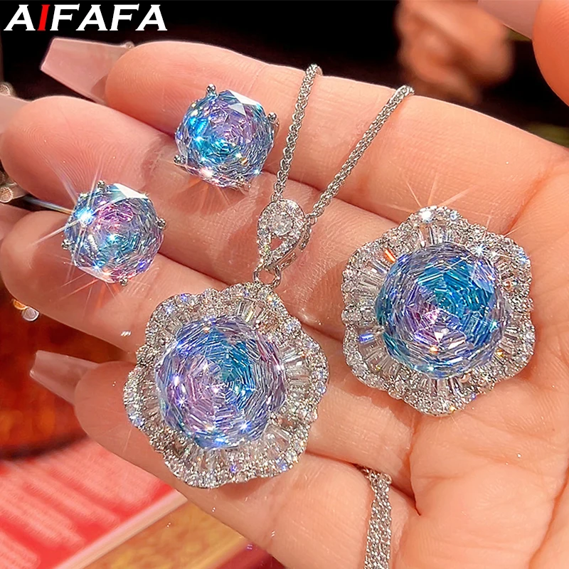 New Rose Cut Pendant Necklace Ring Earrings Jewelry Set Sparkling Graduated Color Fashion Accessories Women Jewelry
New Rose Cut Pendant Necklace Ring Earrings Jewelry Set Sparkling Graduated Color Fashion Accessories Women Jewelry