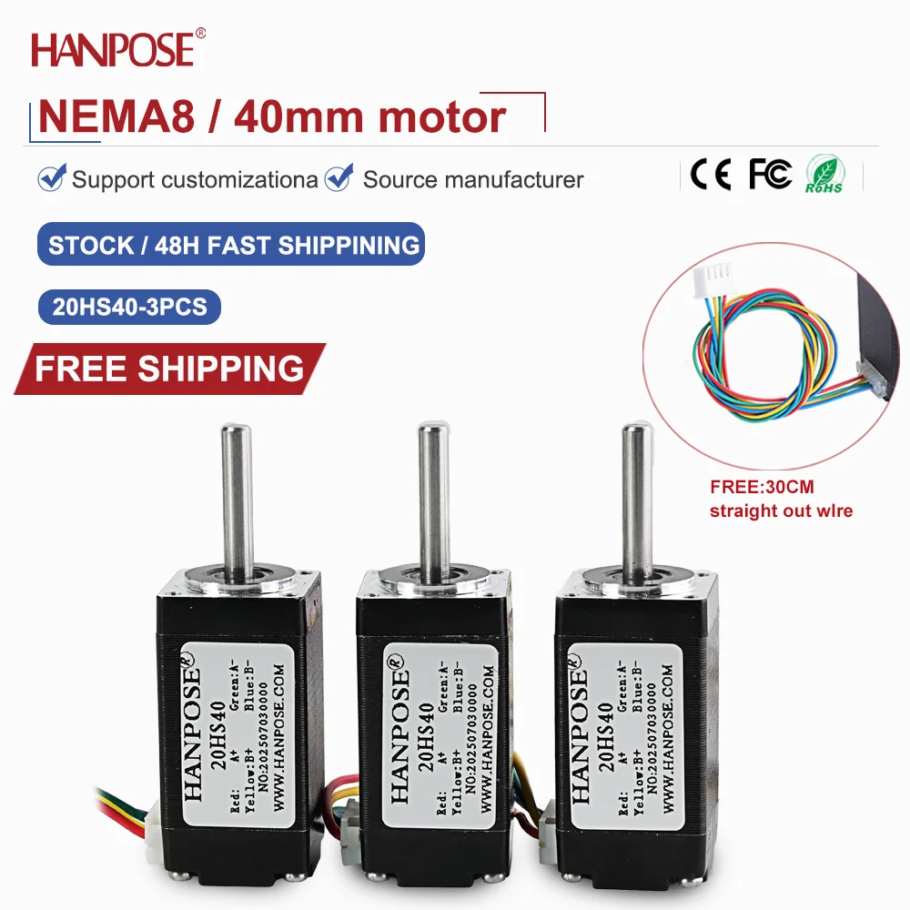 NEMA8 3PCS 20HS40 Miniature Stepper Motor 0.03N. m 0.8A 3D Printing Accessories Motor Manufacturer Direct Sales in Stock
NEMA8 3PCS 20HS40 Miniature Stepper Motor 0.03N. m 0.8A 3D Printing Accessories Motor Manufacturer Direct Sales in Stock
