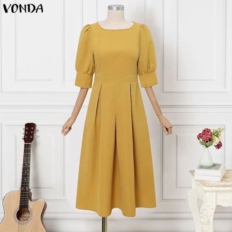 Элегантное женское длинное платье VONDA, однотонное, летнее, с коротким рукавом, плиссированное, А-силуэт, с круглым вырезом, с пышными рукавами, Vestidos OL Streetwear
Элегантное женское длинное платье VONDA, однотонное, летнее, с коротким рукавом, плиссированное, А-силуэт, с круглым вырезом, с пышными рукавами, Vestidos OL Streetwear