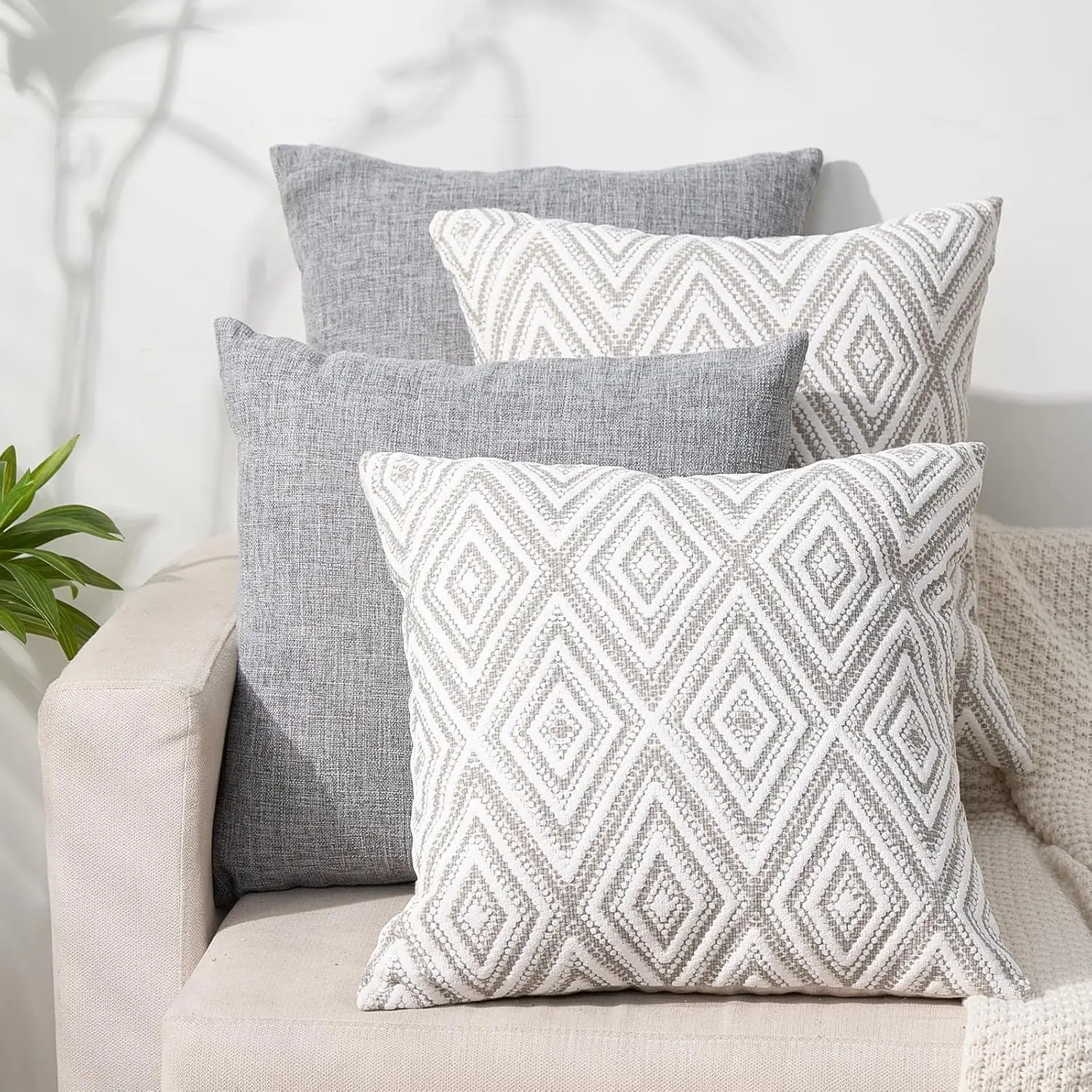 Decorative Throw Pillow Covers Set Of 4 Couch Pillows Accent Cushion Cover For Couch Sofa Living Room, 20""X20"" Hes, Grey
Decorative Throw Pillow Covers Set Of 4 Couch Pillows Accent Cushion Cover For Couch Sofa Living Room, 20""X20"" Hes, Grey