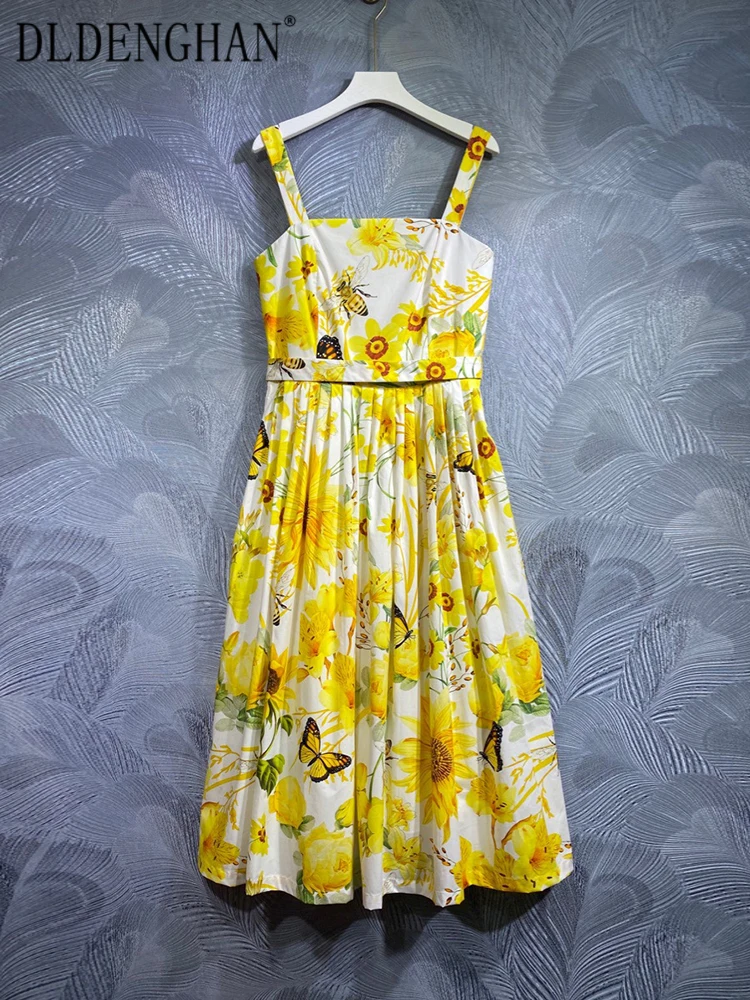 DLDENGHAN Summer Cotton Dress Women Spaghetti Strap Lace-up Floral Print Elegant Party Backless Dress Fashion Designer New
DLDENGHAN Summer Cotton Dress Women Spaghetti Strap Lace-up Floral Print Elegant Party Backless Dress Fashion Designer New