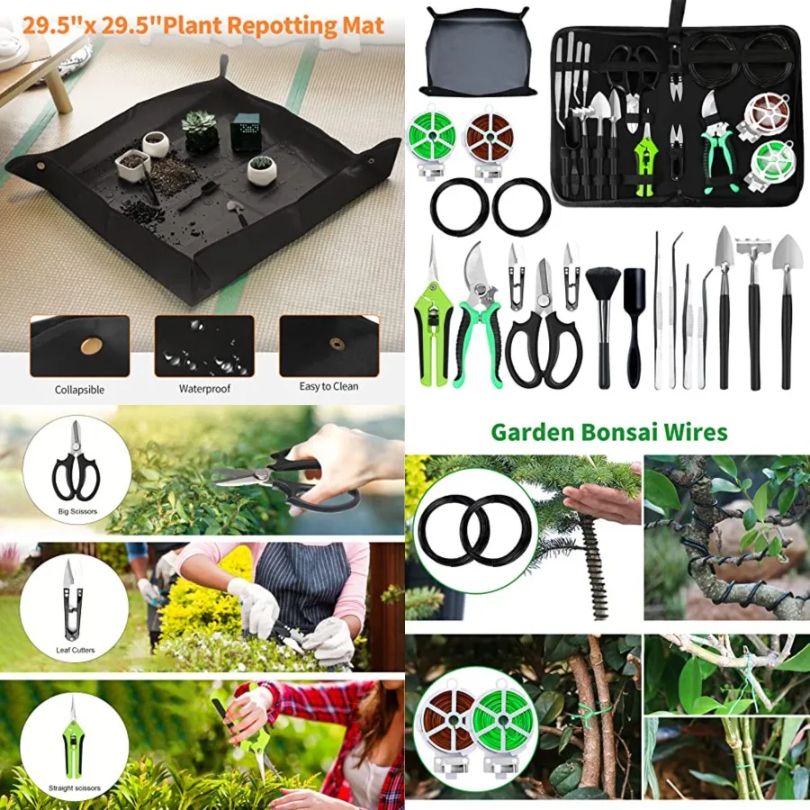 Bonsai Tree Kit, 20 Pcs Gardening Succulent Tools Set, Bonsai Tool Kit Include 262 Feet Bonsai Wire, 29.5x29.5 Plant Repotting
Bonsai Tree Kit, 20 Pcs Gardening Succulent Tools Set, Bonsai Tool Kit Include 262 Feet Bonsai Wire, 29.5x29.5 Plant Repotting