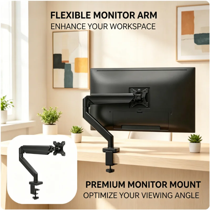 Single Monitor Arm Height Adjustable 14-32 Inch Mount with C Clamp Easy Install Home Office Desk Stand
Single Monitor Arm Height Adjustable 14-32 Inch Mount with C Clamp Easy Install Home Office Desk Stand