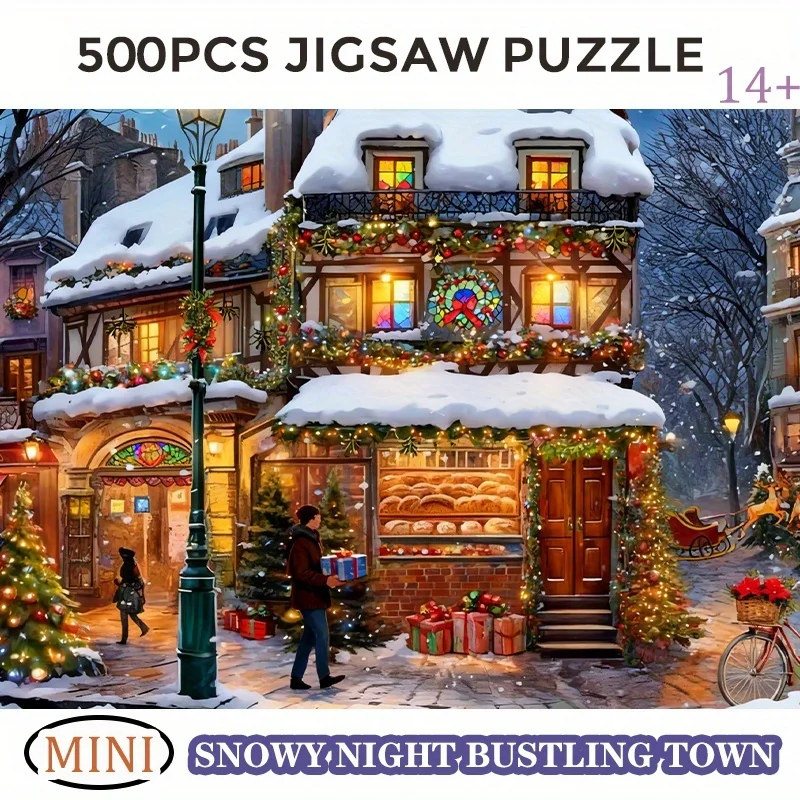 1 Box (500-piece) Snowy Night Bustling Town Jigsaw Puzzle For Adults, 38x26cm (15x10 Inches) | Perfect Gift
1 Box (500-piece) Snowy Night Bustling Town Jigsaw Puzzle For Adults, 38x26cm (15x10 Inches) | Perfect Gift
