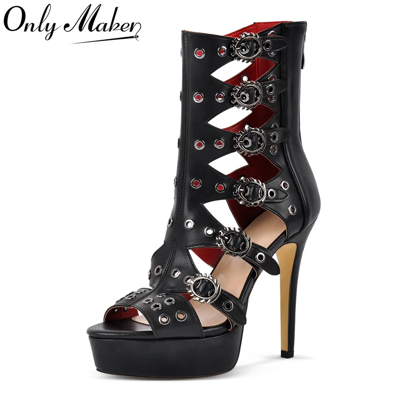 Onlymaker Women Peep Toe Platform Stiletto Punk Sandals High Heel Party Dress Black Fashion Zipper Buckle Sandals
Onlymaker Women Peep Toe Platform Stiletto Punk Sandals High Heel Party Dress Black Fashion Zipper Buckle Sandals