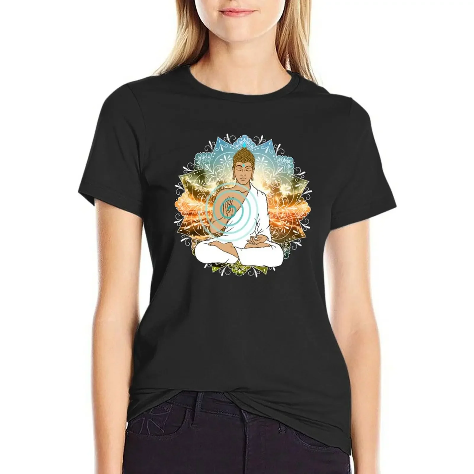 Mandala Buddha Sunset T-Shirt korean fashion tops Blouse funny western t shirts for Women
Mandala Buddha Sunset T-Shirt korean fashion tops Blouse funny western t shirts for Women