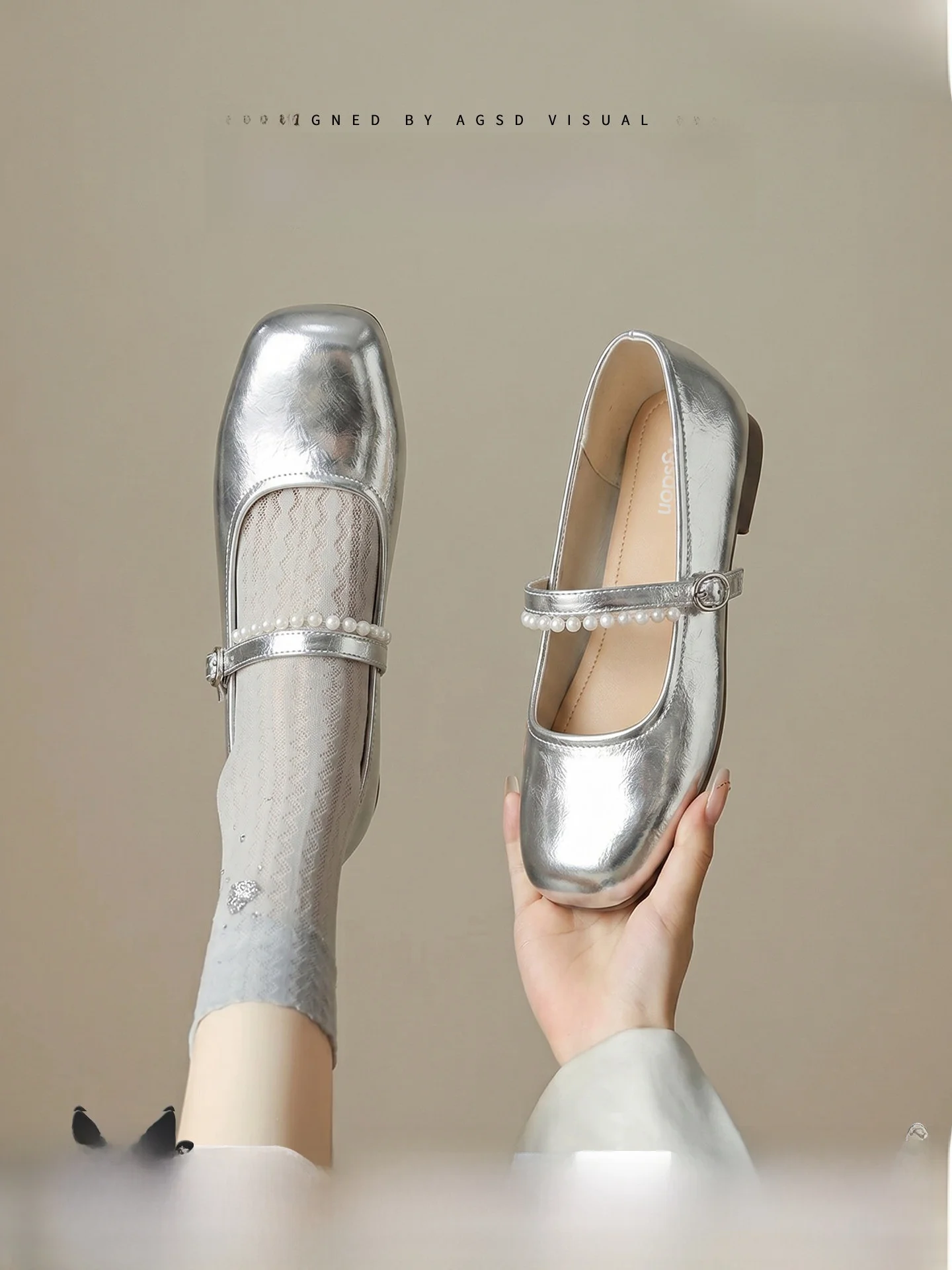 Agsdon Silver Mary Jane Flat Shoes Women's Ballet Style Summer Casual Comfortable Single Shoes Sweet Style PU Lined PVC Outsole
Agsdon Silver Mary Jane Flat Shoes Women's Ballet Style Summer Casual Comfortable Single Shoes Sweet Style PU Lined PVC Outsole