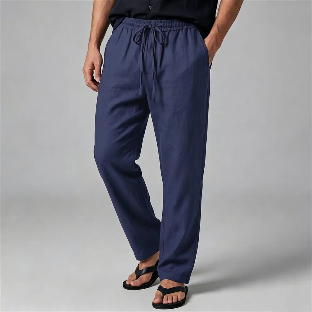 Men's Cotton Linen Casual Long Pants Lightweight Drawstring Elastic Waist Straight Leg Solid Color Basic Style Trousers
Men's Cotton Linen Casual Long Pants Lightweight Drawstring Elastic Waist Straight Leg Solid Color Basic Style Trousers