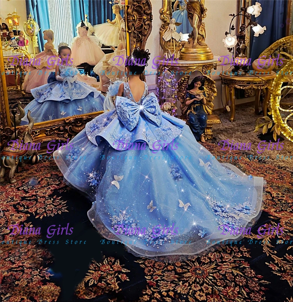 Quality Luxurious BlueTulle Fluffy Flower Girl Dress With Exquisite 3D Applique For Kids Wedding Birthday Evening Ball Gowns
Quality Luxurious BlueTulle Fluffy Flower Girl Dress With Exquisite 3D Applique For Kids Wedding Birthday Evening Ball Gowns