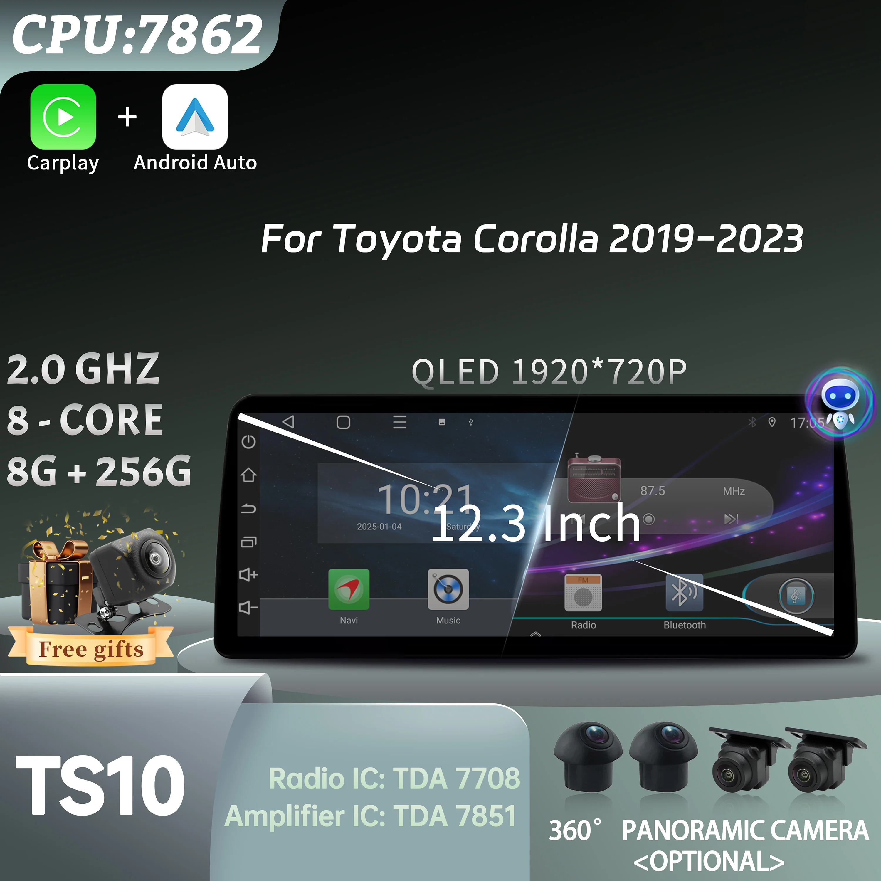 12.3inch Android 14 For Toyota Corolla 2019-2023 Car Radio Navigation 4G GPS Multimedia Wireless Bluetooth Carplay Screen Stereo
12.3inch Android 14 For Toyota Corolla 2019-2023 Car Radio Navigation 4G GPS Multimedia Wireless Bluetooth Carplay Screen Stereo