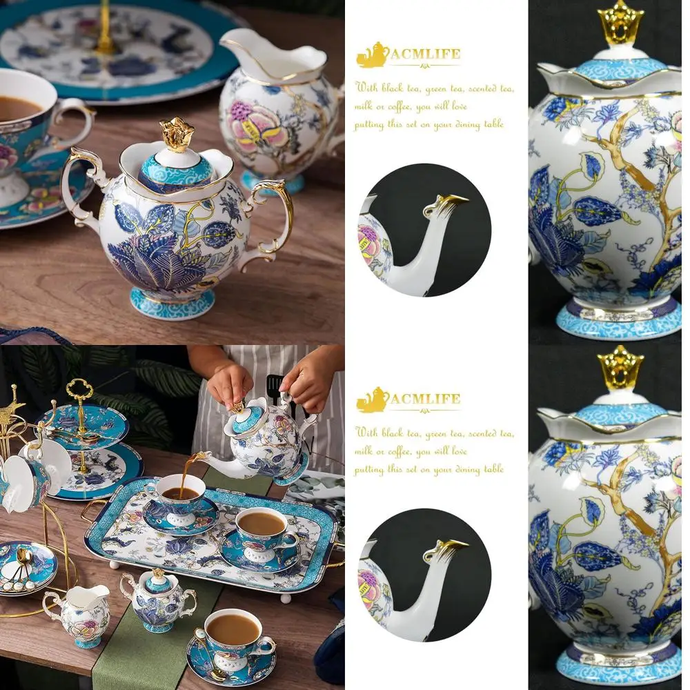 Изысканный синий чайный сервиз из костяного фарфора с позолотой 24K для женских винтажных английских чаепитий
Изысканный синий чайный сервиз из костяного фарфора с позолотой 24K для женских винтажных английских чаепитий