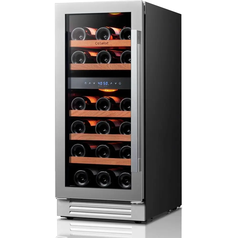 15 Inch Wine ridge - 28 Bottles Dual Zone Wine Cooler with Glass Door, 40-65° Temp Control, Adjustable Shel & 3 LED Light Built-
15 Inch Wine ridge - 28 Bottles Dual Zone Wine Cooler with Glass Door, 40-65° Temp Control, Adjustable Shel & 3 LED Light Built-