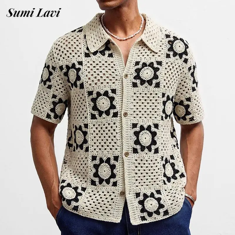2026 Summer Fashionable Florals Knit Shirts Mens Casual Hollow Out Breathable Knitted Shirt Vintage Men Short Sleeve Lapel Shirt
2026 Summer Fashionable Florals Knit Shirts Mens Casual Hollow Out Breathable Knitted Shirt Vintage Men Short Sleeve Lapel Shirt