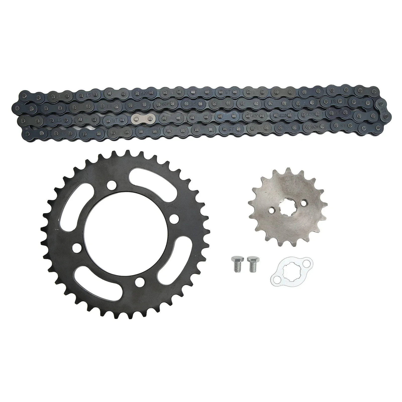 420 Chain Sprocket Kit Rear Sprocket 420 37T 155mm Front Sprocket 420 17T 73mm for 50cc to 125cc Dirt Mini Bikes ATV Go Kart
420 Chain Sprocket Kit Rear Sprocket 420 37T 155mm Front Sprocket 420 17T 73mm for 50cc to 125cc Dirt Mini Bikes ATV Go Kart