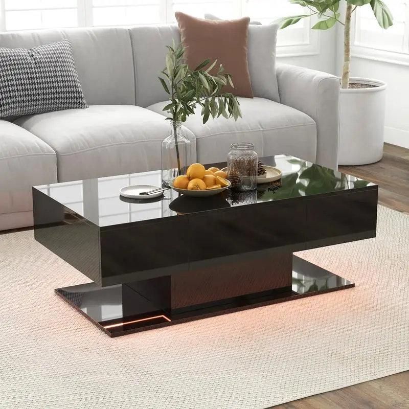 Modern LED Coffee Table with 20 Color LED Lights and 2 Storage Drawers-Black
Modern LED Coffee Table with 20 Color LED Lights and 2 Storage Drawers-Black